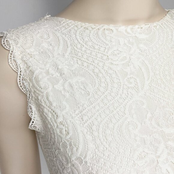 BLUSH SC Classic Simple Boho Lace Openback Stretch Shimmering Wedding Dress S-XS - Picture 11 of 12